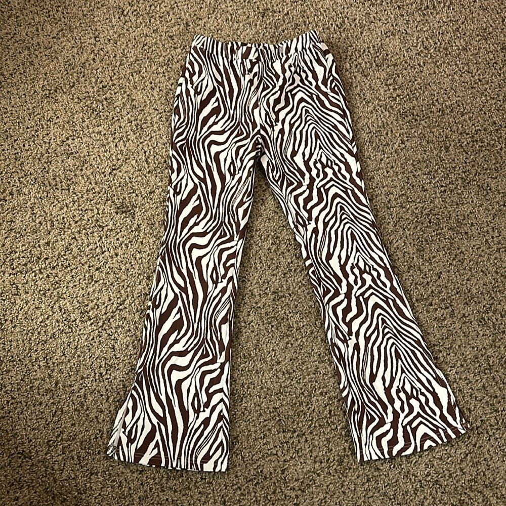 zebra print wide leg pants